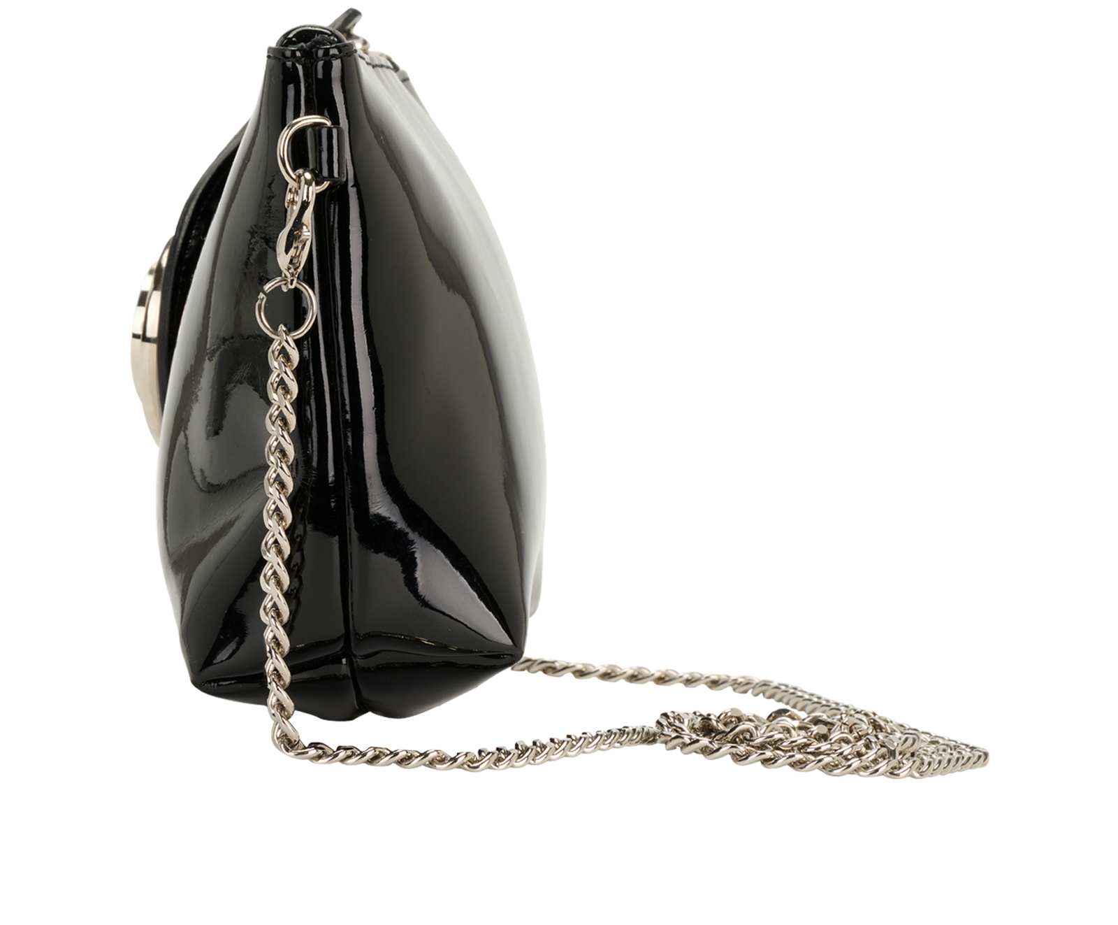 Turnlock Crossbody, &pound;70, Handbags, Black, Patent Leather, Bottom view